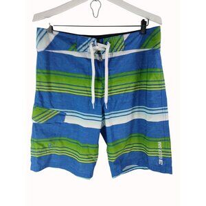 Killer Dana Mens Blue Green Ombre Striped Swim Board Shorts Size 34 Pocket